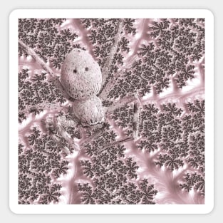 Mandelbrot Set Fractal Art Web and Huntsman Spider in Baby Pink Magnet